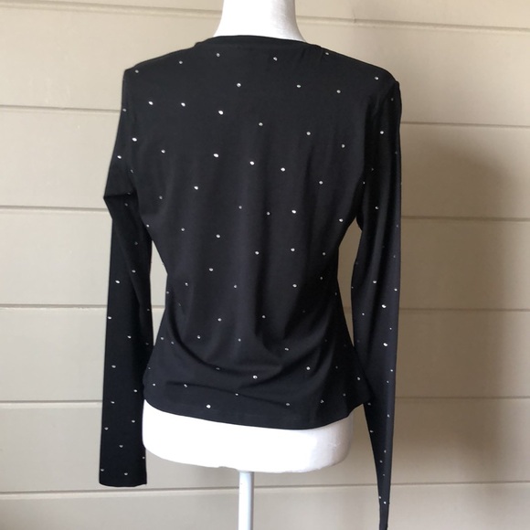 Custom Made Rhinestone Embellished Black Crewneck Sparkling Long Sleeve - Picture 4 of 10